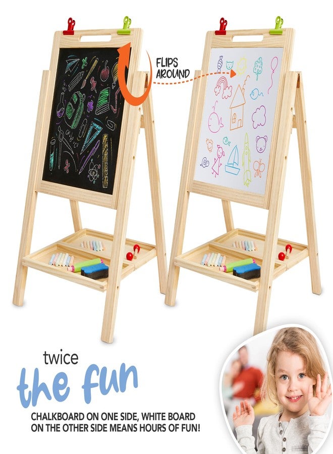 Kidaddle 2-in-1 Double Sided Kid's Easel, Tabletop Art Easel for Toddlers 2-4, Toddler Chalk Board for Children, Kid Art Easel, Arts Easel for Toddlers 2-4 Years, Painting Kit Kids - Image 3